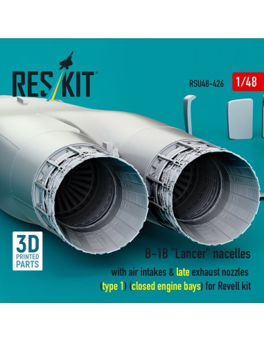 B-1B Lancer nacelles with air intakes & late exhaust nozzles (type 1) (?losed engine bays) for Revell kit (3D Printed) 
