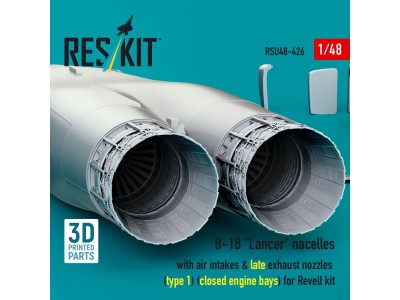 B-1B Lancer nacelles with air intakes & late exhaust nozzles (type 1) (?losed engine bays) for Revell kit (3D Printed) 