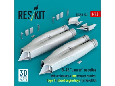 B-1B Lancer nacelles with air intakes & late exhaust nozzles (type 1) (?losed engine bays) for Revell kit (3D Printed) 
