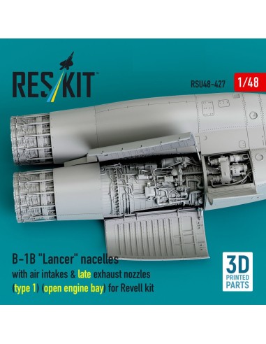 B-1B Lancer nacelles with air intakes & late exhaust nozzles (type 1) (open engine bay) for Revell kit (3D Printed) 