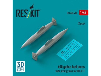 600 gallon fuel tanks with pivot pylons for FB-111 (2 pcs) (3D Printed) 
