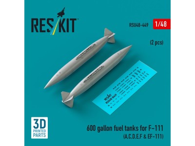 600 gallon fuel tanks for F-111 (A,C,D,E,F & EF-111) (2 pcs) (3D Printed) 