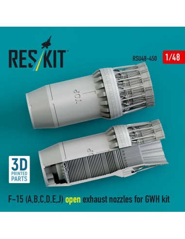 F-15 Eagle/Strike Eagle (A,B,C,D,E early,J) F100-PW-220 open exhaust nozzles for GWH kit (3D Printed) 