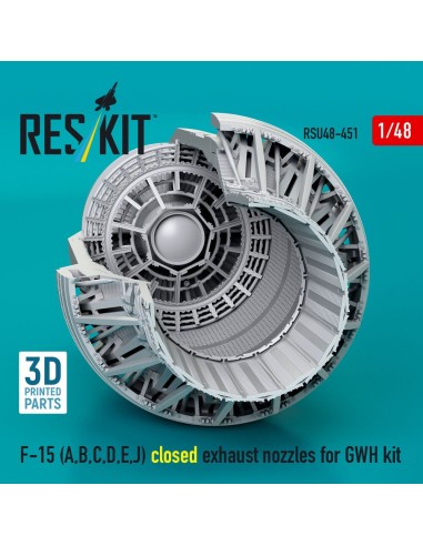 F-15 Eagle/Strike Eagle (A,B,C,D,E early,J) F100-PW-220 closed exhaust nozzles for GWH kit (3D Printed) 