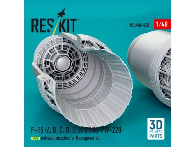 F-15 (A, B, C, D, E, J) (F100-PW-220) open exhaust nozzles for Hasegawa kit (3D Printed) 