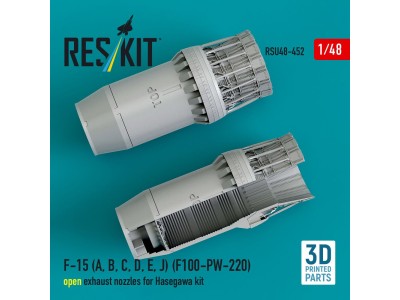 F-15 (A, B, C, D, E, J) (F100-PW-220) open exhaust nozzles for Hasegawa kit (3D Printed) 