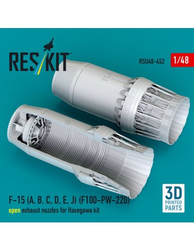 F-15 (A, B, C, D, E, J) (F100-PW-220) open exhaust nozzles for Hasegawa kit (3D Printed) 