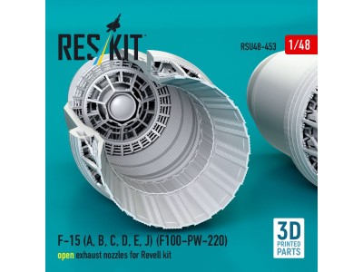 F-15 (A, B, C, D, E, J) (F100-PW-220) open exhaust nozzles for Revell kit (3D Printed) 