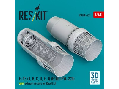 F-15 (A, B, C, D, E, J) (F100-PW-220) open exhaust nozzles for Revell kit (3D Printed) 