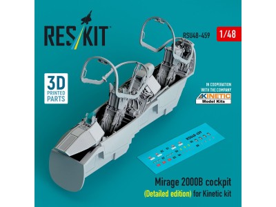 Mirage 2000B cockpit (Detailed edition) for Kinetic kit (3D Printed) 