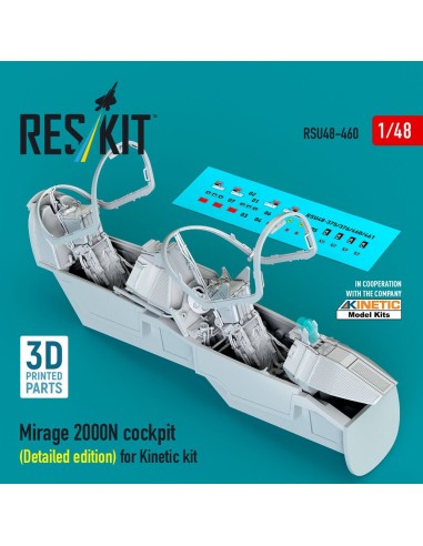 Mirage 2000N cockpit (Detailed edition) for Kinetic kit (3D Printed) 
