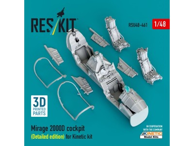 Mirage 2000D cockpit (Detailed edition) for Kinetic kit (3D Printed) 