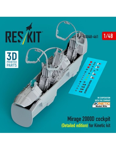 Mirage 2000D cockpit (Detailed edition) for Kinetic kit (3D Printed) 