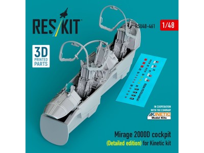 Mirage 2000D cockpit (Detailed edition) for Kinetic kit (3D Printed) 
