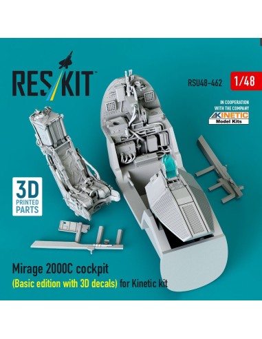 Mirage 2000C cockpit (Basic edition with 3D decals) for Kinetic kit (3D Printed) 