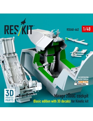 Mirage 2000C cockpit (Basic edition with 3D decals) for Kinetic kit (3D Printed) 