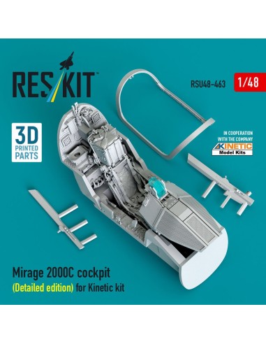 Mirage 2000C cockpit (Detailed edition) for Kinetic kit (3D Printed) 