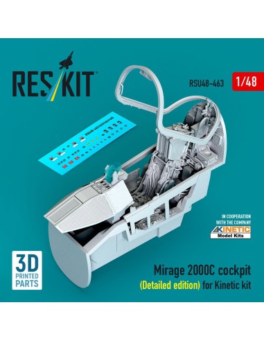 Mirage 2000C cockpit (Detailed edition) for Kinetic kit (3D Printed) 
