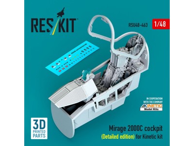 Mirage 2000C cockpit (Detailed edition) for Kinetic kit (3D Printed) 