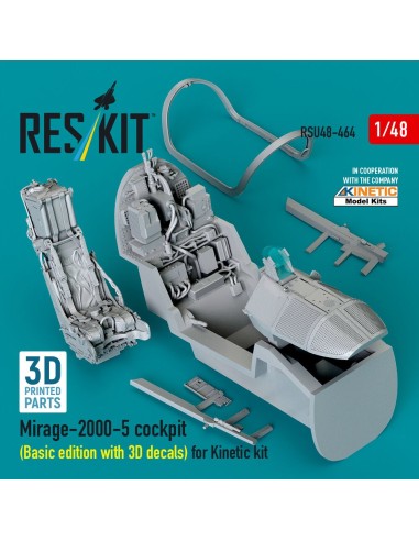 Mirage-2000-5 cockpit (Basic edition with 3D decals) for Kinetic kit (3D Printed) 