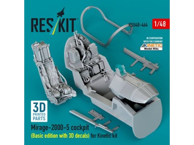 Mirage-2000-5 cockpit (Basic edition with 3D decals) for Kinetic kit (3D Printed) 