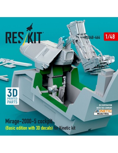 Mirage-2000-5 cockpit (Basic edition with 3D decals) for Kinetic kit (3D Printed) 