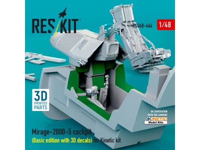 Mirage-2000-5 cockpit (Basic edition with 3D decals) for Kinetic kit (3D Printed) 