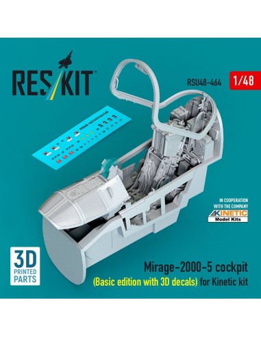 Mirage-2000-5 cockpit (Basic edition with 3D decals) for Kinetic kit (3D Printed) 