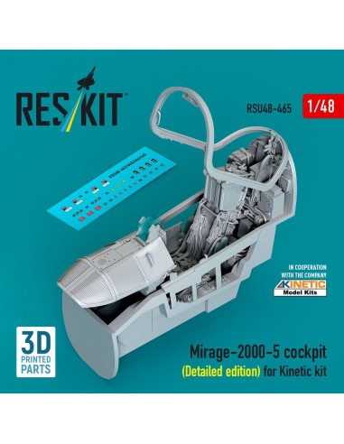 Mirage-2000-5 cockpit (Detailed edition) for Kinetic kit (3D Printed) 