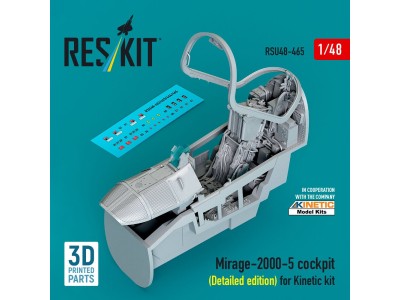 Mirage-2000-5 cockpit (Detailed edition) for Kinetic kit (3D Printed) 