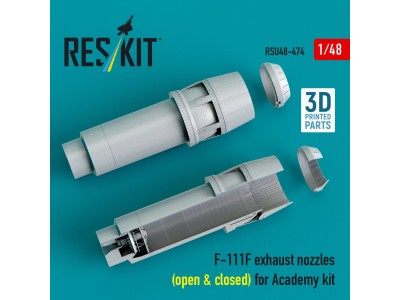 F-111F exhaust nozzles (open & closed) for Academy kit (3D Printed) 