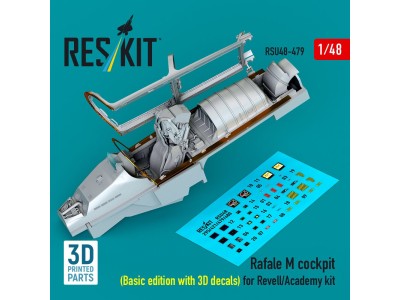 Rafale M cockpit (Basic edition with 3D decals) for Revell/Academy kit (3D printed) 