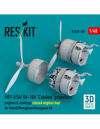 PBY-5/5A/ OA-10A Catalina propellers, engines & cowlings (closed engines bay) for Revell/Monogram/Hasegawa kit (3D Printed) 