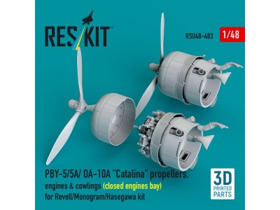 PBY-5/5A/ OA-10A Catalina propellers, engines & cowlings (closed engines bay) for Revell/Monogram/Hasegawa kit (3D Printed) 