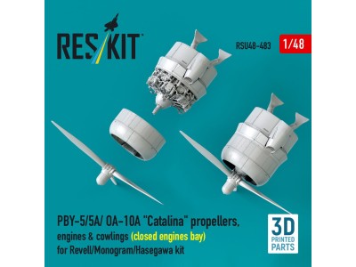 PBY-5/5A/ OA-10A Catalina propellers, engines & cowlings (closed engines bay) for Revell/Monogram/Hasegawa kit (3D Printed) 