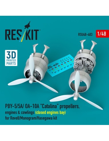 PBY-5/5A/ OA-10A Catalina propellers, engines & cowlings (closed engines bay) for Revell/Monogram/Hasegawa kit (3D Printed) 