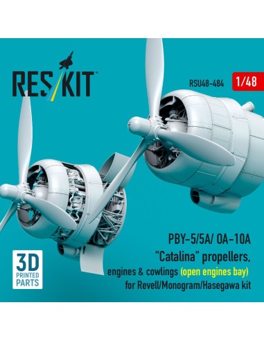 PBY-5/5A/ OA-10A Catalina propellers, engines & cowlings (open engines bay) for Revell/Monogram/Hasegawa kit (3D Printed) 