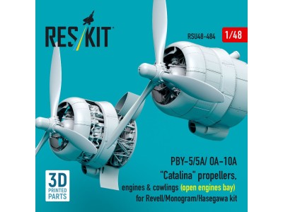 PBY-5/5A/ OA-10A Catalina propellers, engines & cowlings (open engines bay) for Revell/Monogram/Hasegawa kit (3D Printed) 