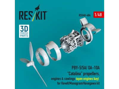 PBY-5/5A/ OA-10A Catalina propellers, engines & cowlings (open engines bay) for Revell/Monogram/Hasegawa kit (3D Printed) 