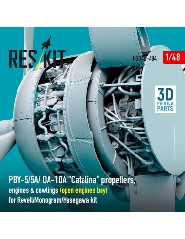 PBY-5/5A/ OA-10A Catalina propellers, engines & cowlings (open engines bay) for Revell/Monogram/Hasegawa kit (3D Printed) 