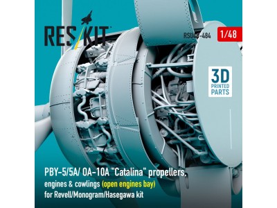 PBY-5/5A/ OA-10A Catalina propellers, engines & cowlings (open engines bay) for Revell/Monogram/Hasegawa kit (3D Printed) 