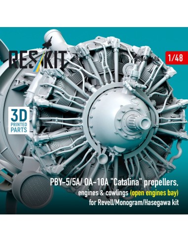 PBY-5/5A/ OA-10A Catalina propellers, engines & cowlings (open engines bay) for Revell/Monogram/Hasegawa kit (3D Printed) 