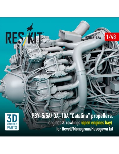 PBY-5/5A/ OA-10A Catalina propellers, engines & cowlings (open engines bay) for Revell/Monogram/Hasegawa kit (3D Printed) 