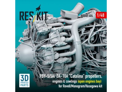PBY-5/5A/ OA-10A Catalina propellers, engines & cowlings (open engines bay) for Revell/Monogram/Hasegawa kit (3D Printed) 