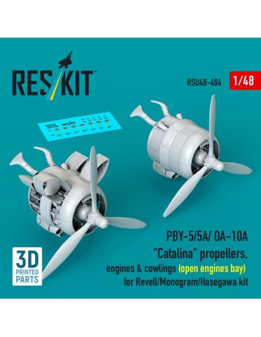 PBY-5/5A/ OA-10A Catalina propellers, engines & cowlings (open engines bay) for Revell/Monogram/Hasegawa kit (3D Printed) 