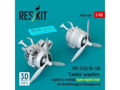 PBY-5/5A/ OA-10A Catalina propellers, engines & cowlings (open engines bay) for Revell/Monogram/Hasegawa kit (3D Printed) 