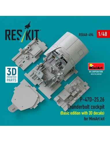 P-47D-25,26 Thunderbolt cockpit (Basic edition with 3D decals) for MiniArt kit (3D Printed) 