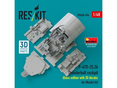 P-47D-25,26 Thunderbolt cockpit (Basic edition with 3D decals) for MiniArt kit (3D Printed) 