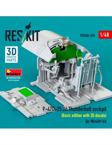 P-47D-25,26 Thunderbolt cockpit (Basic edition with 3D decals) for MiniArt kit (3D Printed) 