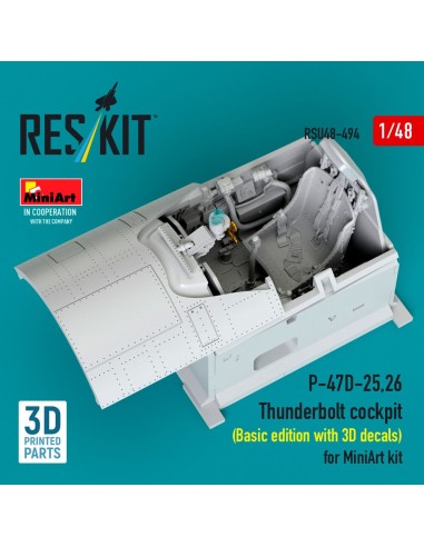 P-47D-25,26 Thunderbolt cockpit (Basic edition with 3D decals) for MiniArt kit (3D Printed) 